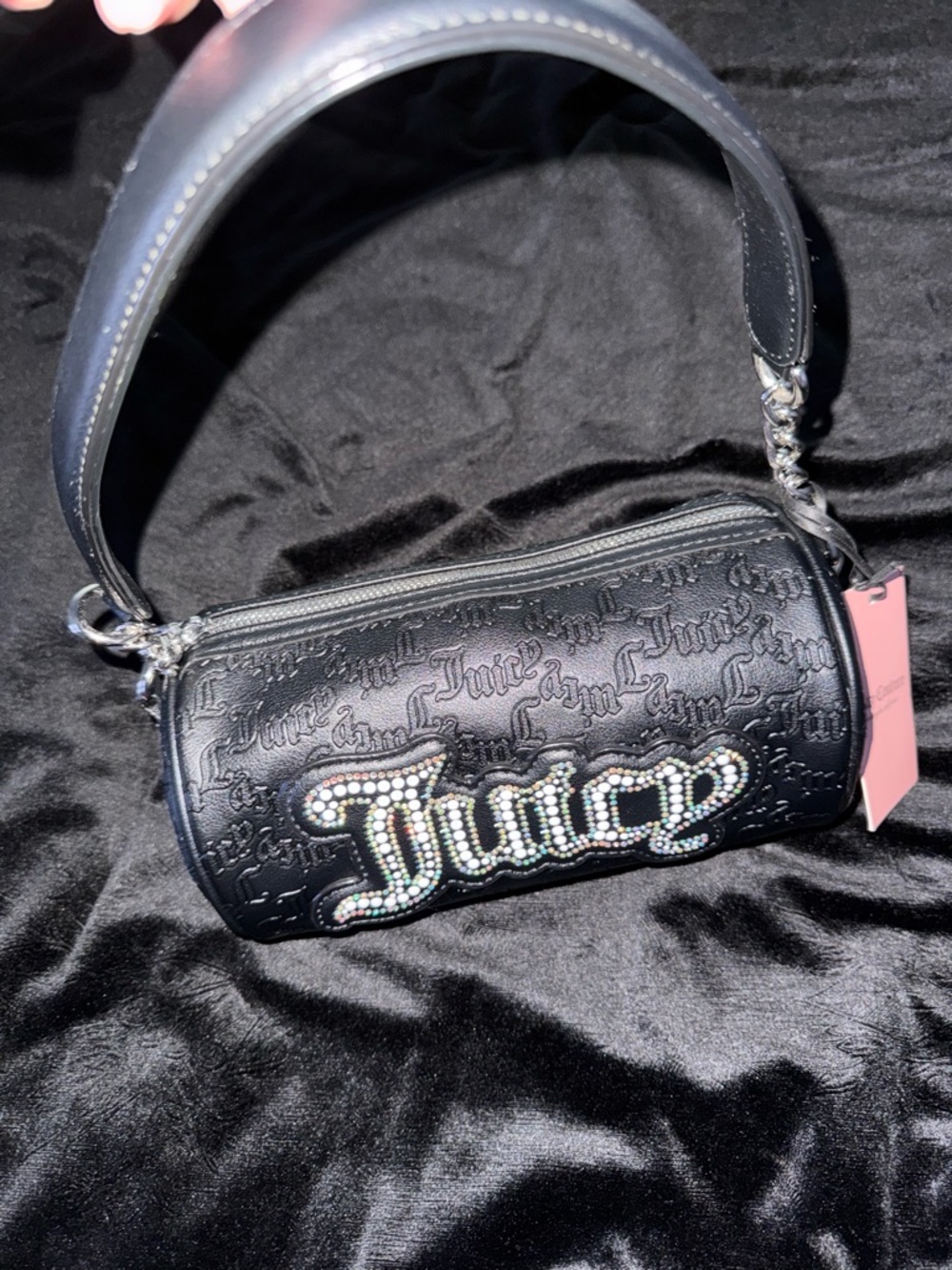 Juicy Couture Black Barrel Mini Bag with Jeweled Logo